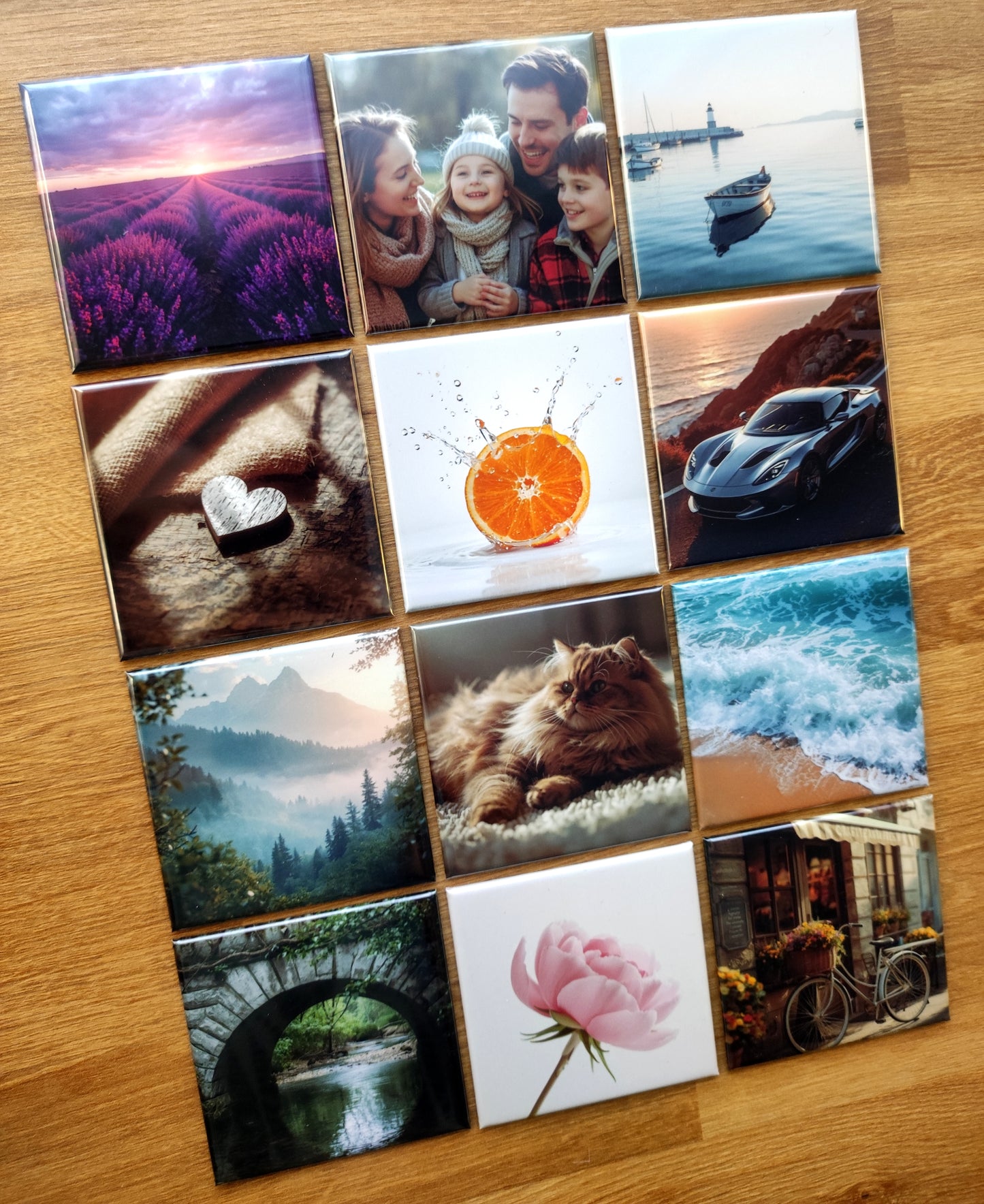 Personalisierte quadratische Fotomagnete 65×65 mm – Set 12 Stück