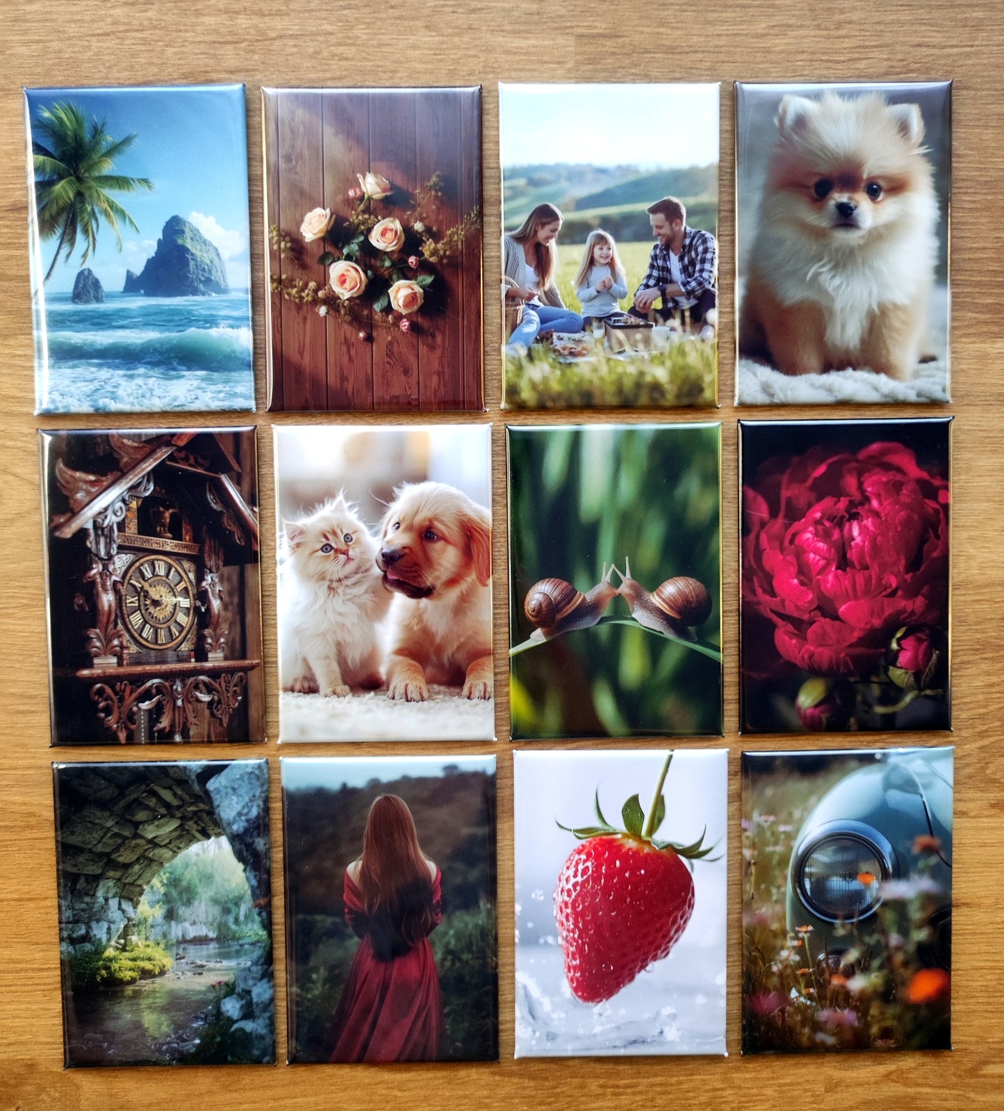 Personalisierte rechteckige Fotomagnete 73×53 mm – Set 12 Stück